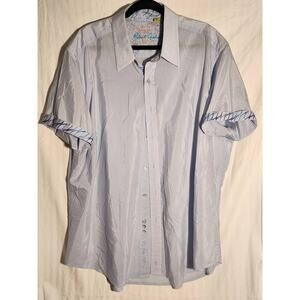 Robert Graham Men's 3XL Short Sleeve Light Blue Button Up Shirt